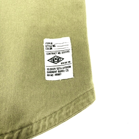 10 Deep Mens Military Style Button Down Khaki Cargo Shirt M - Picture 5 of 7